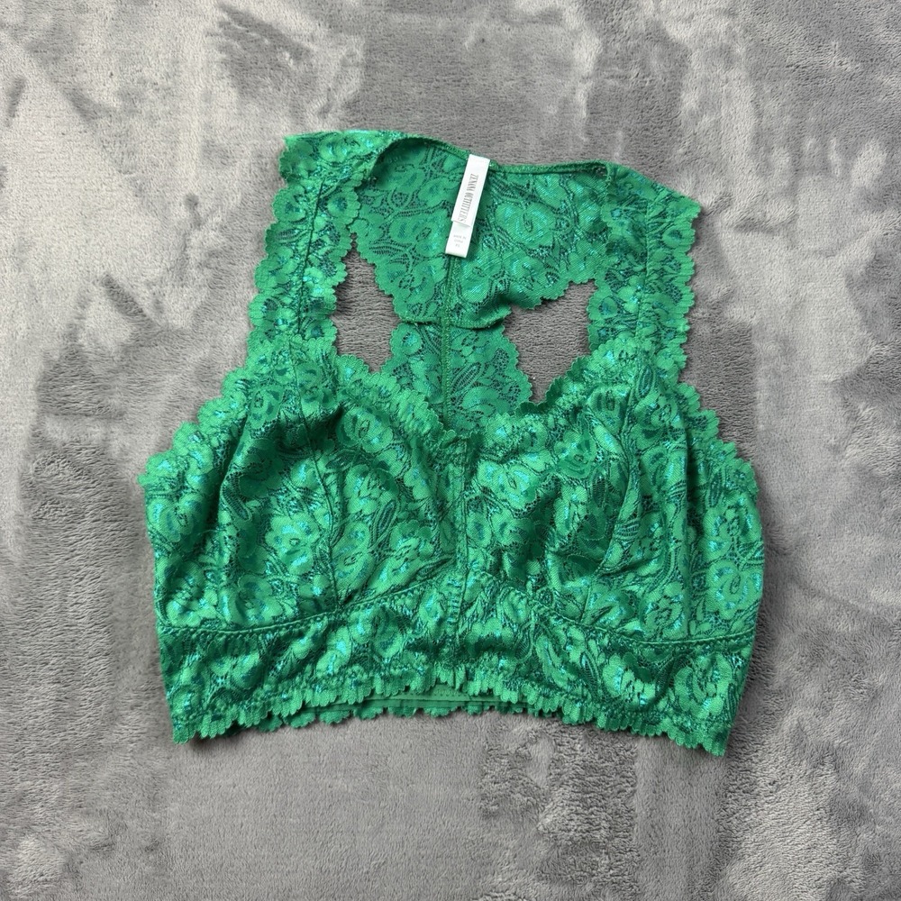 Zenana Outfitters Bralette Womens Size XL Green Lace Feminine V-Neck‎ Boutique
